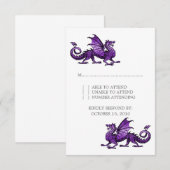 Paarse dragon Wedding Response Kaart (Voorkant / Achterkant)