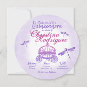Paarse Dragonflies Quinceañera Kaart (Voorkant)