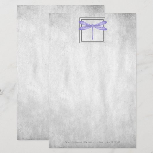 Paarse Dragonfly - Aangepaste artikelen Briefpapier (Voorkant / Achterkant)