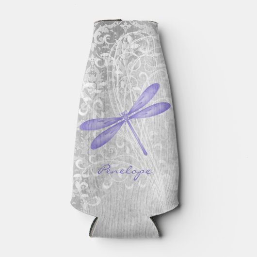 Paarse Dragonfly - Aangepaste flessenkoeler Flesjeskoeler (Voorkant)