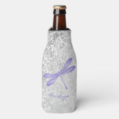 Paarse Dragonfly - Aangepaste flessenkoeler Flesjeskoeler (Fles Voorkant)