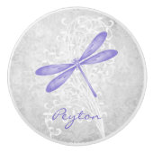 Paarse Dragonfly Aangepaste keramische schedel Keramische Knop (Voorkant)