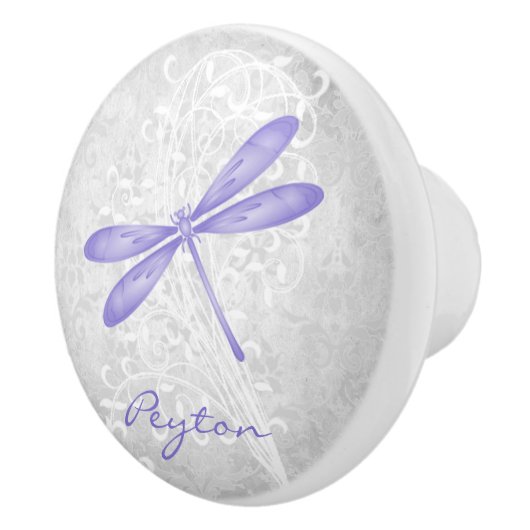 Paarse Dragonfly Aangepaste keramische schedel Keramische Knop (Rechts)