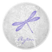 Paarse Dragonfly Aangepaste keramische schedel Knop (Voorkant)