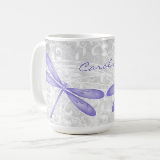 Paarse Dragonfly - Aangepaste koffie-Mok Koffiemok (Voorkant links)