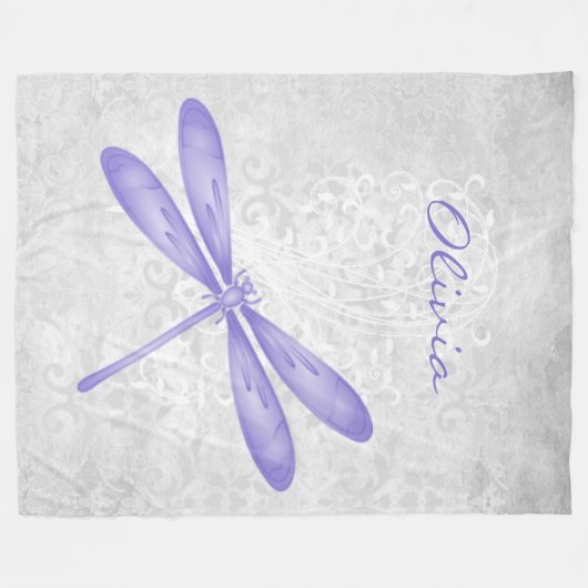 Paarse Dragonfly - Aangepaste vlootzak Fleece Deken (Voorkant (Horizontaal))