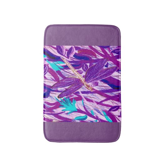 Paarse dragonfly Bath Mat (Voorkant Verticaal)