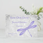 Paarse Dragonfly bewaart de datum aankondiging (Staand voorkant)