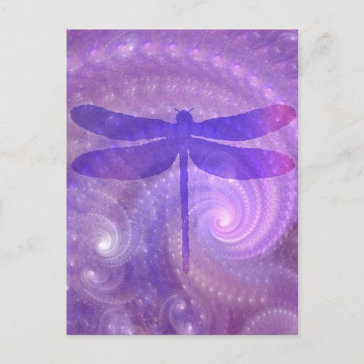 Paarse dragonfly briefkaart (Voorkant)