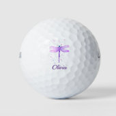 Paarse dragonfly Cute Name golfballen (Voorkant)