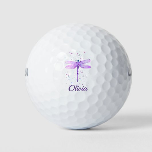 Paarse dragonfly Cute Name golfballen (Voorkant)