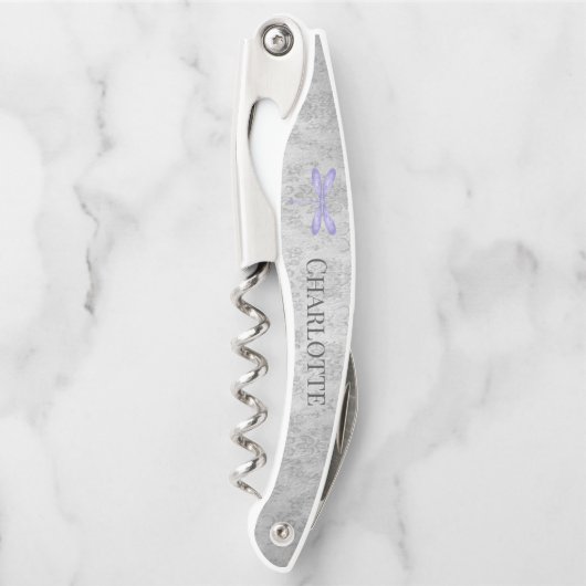 Paarse Dragonfly Damask Kurkentrekker (Voorkant)