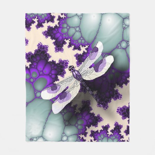 Paarse dragonfly fleece deken (Voorkant)
