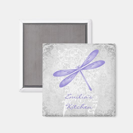 Paarse Dragonfly - Gepersonaliseerd magneet (Voorkant / Achterkant)