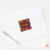 Paarse Dragonfly Heart Floral Custom Teacher Vierkante Sticker (Envelop)
