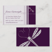 Paarse Dragonfly-kaarten Visitekaartje (Voorkant / Achterkant)