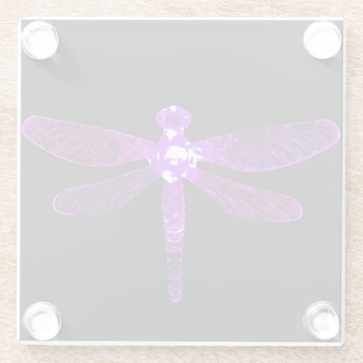 Paarse dragonfly Onderzetter Glazen Onderzetter (Achterkant)