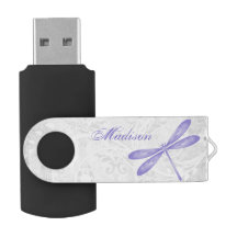Paarse dragonfly Personaliseer USB Flash Drive