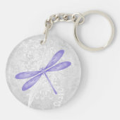 Paarse Dragonfly Persoonlijke AcrylSleutelhanger Sleutelhanger (Achterkant)