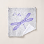 Paarse Dragonfly - Persoonlijke badhanddoeken Bad Handdoek (Wasdoekje)