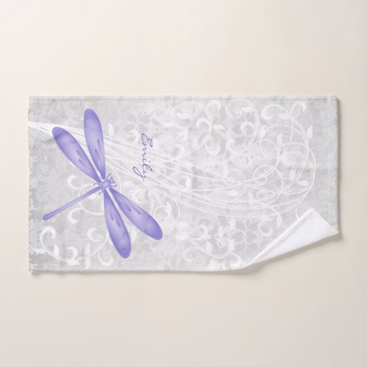Paarse Dragonfly - Persoonlijke badhanddoeken Bad Handdoek (Handdoek)