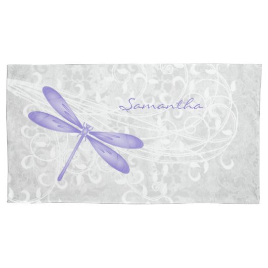 Paarse Dragonfly Persoonlijke Kussenslopen (Voorkant-Links)