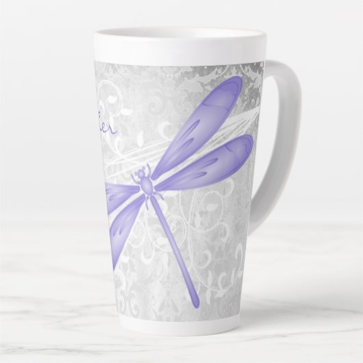 Paarse Dragonfly Persoonlijke latte Mok (Rechterhoek)