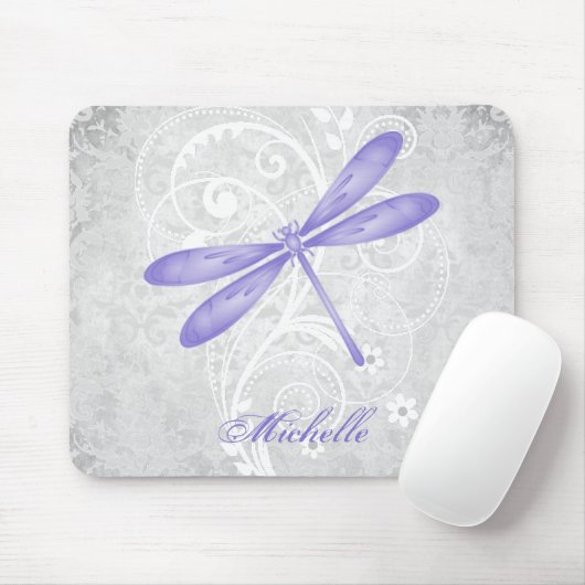 Paarse Dragonfly Persoonlijke Mousepad Muismat (Met muis)