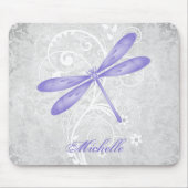 Paarse Dragonfly Persoonlijke Mousepad Muismat (Voorkant)