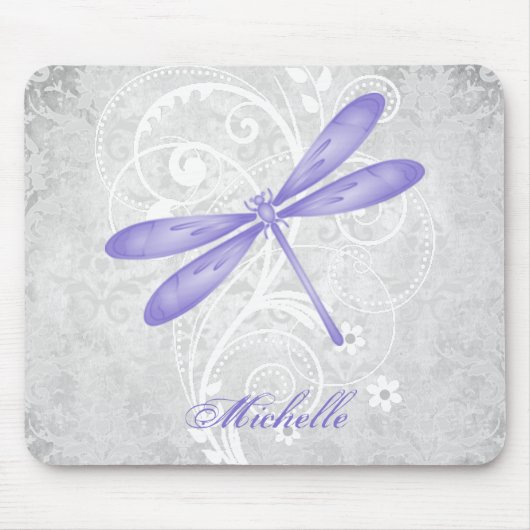 Paarse Dragonfly Persoonlijke Mousepad Muismat (Voorkant)