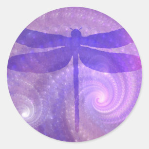 Paarse dragonfly ronde sticker