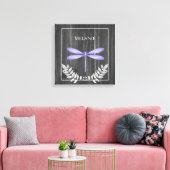 Paarse dragonfly Rustic Canvas afdrukken (Insitu (Woonkamer))