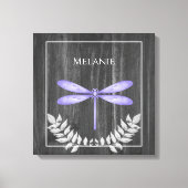 Paarse dragonfly Rustic Canvas afdrukken (Voorkant)