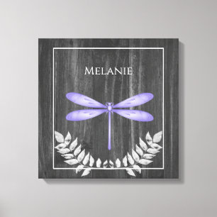 Paarse dragonfly Rustic Canvas afdrukken