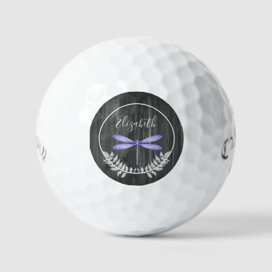 Paarse Dragonfly Rustic Golf Balls Golfballen (Voorkant)