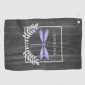 Paarse Dragonfly Rustic Golf Towel Golfhanddoek (Horizontaal)