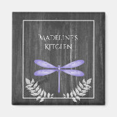 Paarse Dragonfly Rustic Magnet (Voorkant)