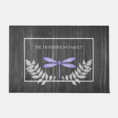 Paarse Dragonfly Rustic Personalized Doormat Deurmat (Voorkant)