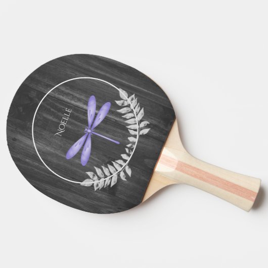Paarse Dragonfly Rustic Ping Pong Paddle Tafeltennisbatje (Zijkant)