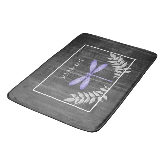 Paarse Dragonfly Rustic Specialized Bath Mat (Gekanteld)