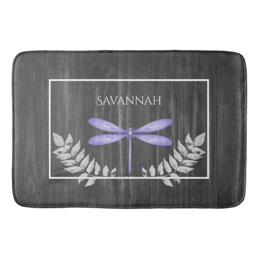 Paarse Dragonfly Rustic Specialized Bath Mat (Voorkant)