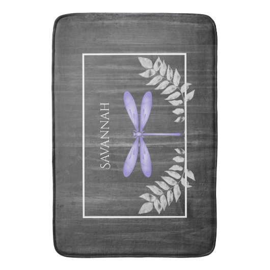 Paarse Dragonfly Rustic Specialized Bath Mat (Voorkant Verticaal)