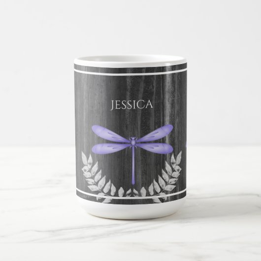 Paarse Dragonfly Rustic Specialized Coffee Mok (Center)