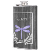 Paarse dragonfly Rustische kolf Heupfles (Links)