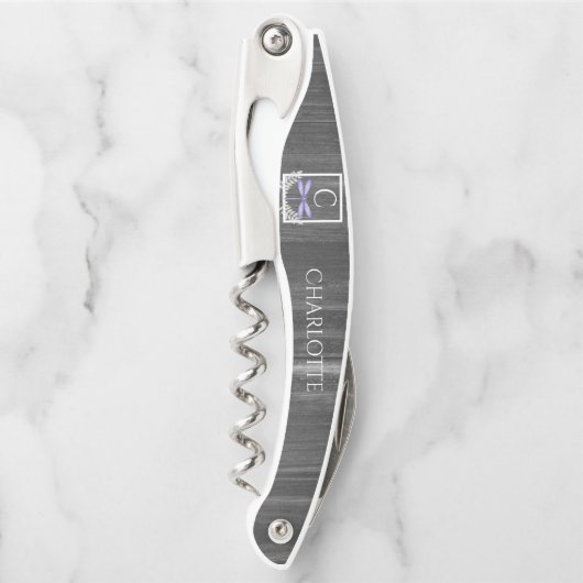 Paarse Dragonfly Rustische Kurkentrekker (Voorkant)