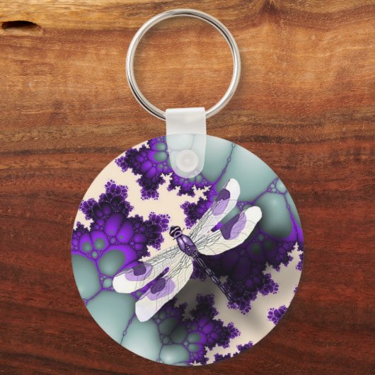 Paarse dragonfly-Sleutelhanger Sleutelhanger (Voorkant)