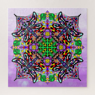 Paarse Dragonfly ThMED Mandala Colorful Legpuzzel