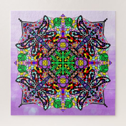 Paarse Dragonfly ThMED Mandala Colorful Legpuzzel (Verticaal)