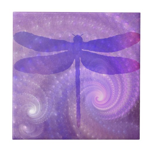 Paarse Dragonfly Tile Tegeltje (Voorkant)