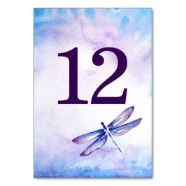 Paarse Dragonfly Trouwtafel Nummer | Waterverf Kaart